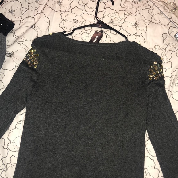 Express fitted sweater w embellished shoulders - Picture 8 of 8